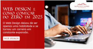 Imagem conceitual de Web Design com visual limpo e futurista, ideal para blog posts sobre aprender Web Design do zero em 2025.