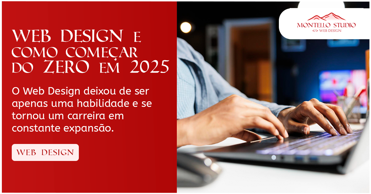 Imagem conceitual de Web Design com visual limpo e futurista, ideal para blog posts sobre aprender Web Design do zero em 2025.