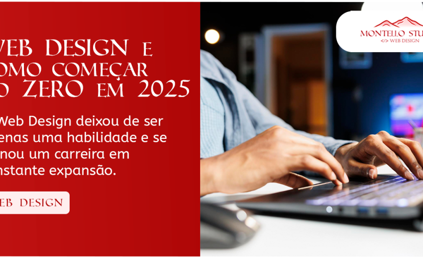 Imagem conceitual de Web Design com visual limpo e futurista, ideal para blog posts sobre aprender Web Design do zero em 2025.